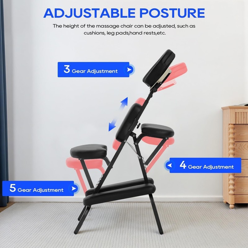 Elegant Folding Massage Chair - High Density Foam, Adjustable for Client Comfort gallery