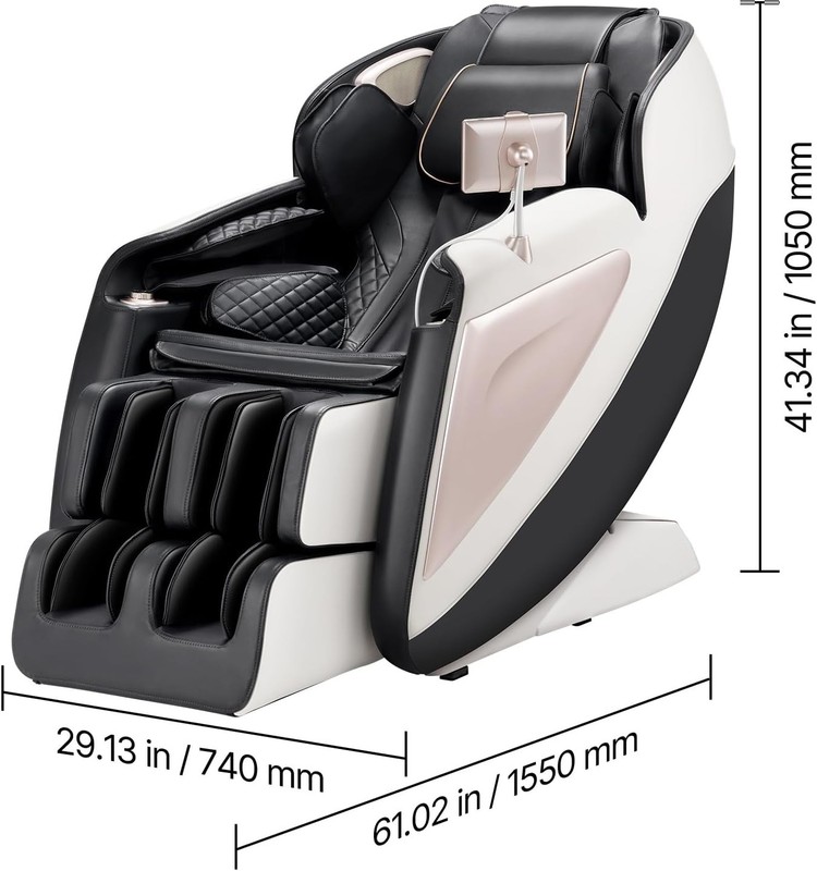 Elegant 3D Zero Gravity Massage Chair with SL Track & 18 Auto Modes, White/Black gallery