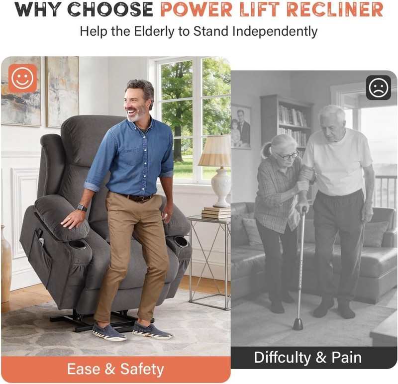 Power Lift Recliner Chair W/ Massage & Heat Elderly Electric Recliner Single gallery