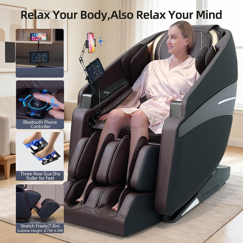 4D Shiatsu Massage Chair with Heat & AI Voice Control for Home & Office gallery