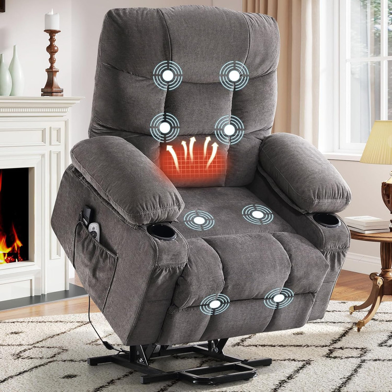 Power Lift Recliner Chair for Elderly with Vibration Massage and Lumbar Heating