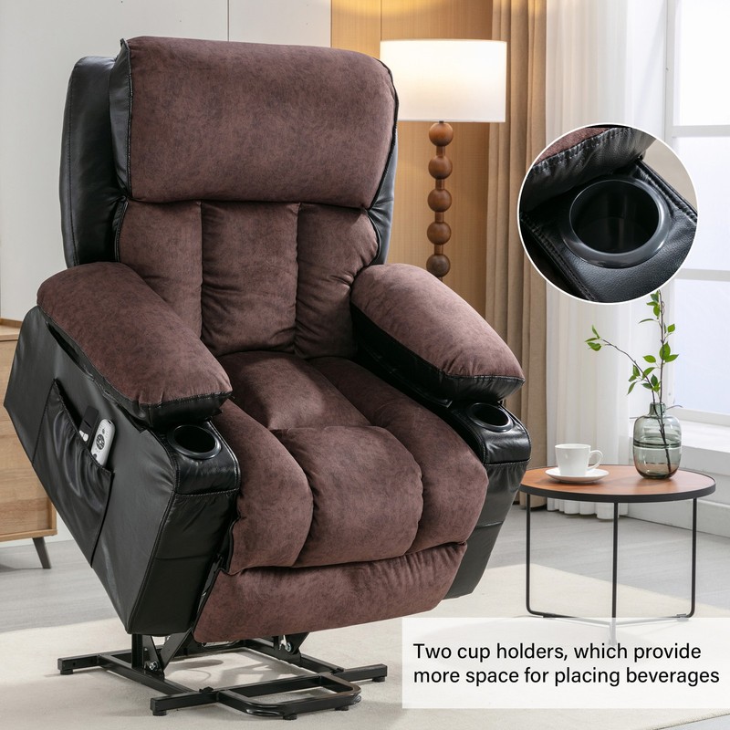 350 lbs Power Lift Recliner Massage Chair with Heat & Function for Elderly Brown gallery