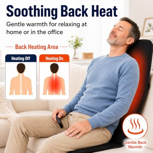 Vibration Massage Seat Cushion with Heat, Back Massager for Chair Jet Black gallery