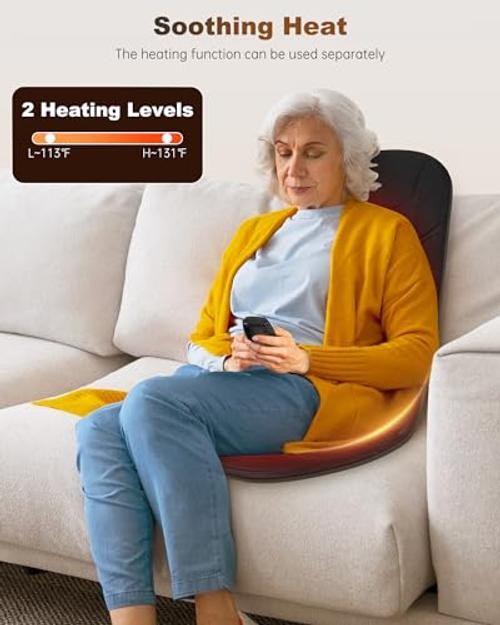 Back Massager with Heat, Vibration Massage Chair Pad, Seat Cushion | 10 Black gallery