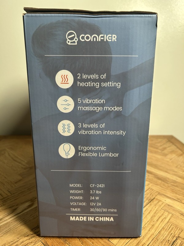 CONFIER CF -2421 Vibration Massage Cushion With Heat ErgoFlex Lumbar Chair Pad gallery