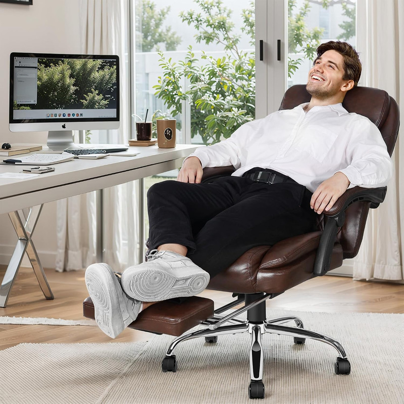 6 Point Vibrating Massage Office Chair with Adjustable Height | PU Leather, Heat gallery