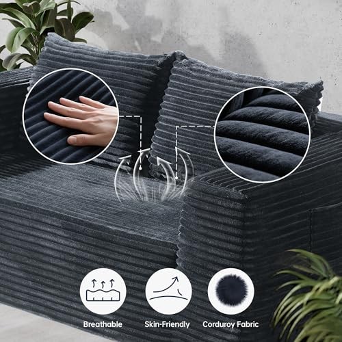 Loveseat Sofa, 71" Foam Sofa in a Box, Plush Corduroy Deep Seat Couch, No gallery