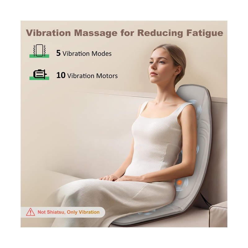Vibration Back Massager with Heat, Massage Chair Pad with 10 Vibrat... Fast Ship gallery