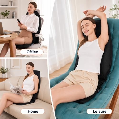 Vibration Massage Seat Cushion with Heat, Back Massager for Chair Jet Black gallery