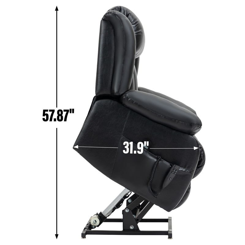 Dual Motor Electric Medium Leather Black Electric Lift Recliner gallery