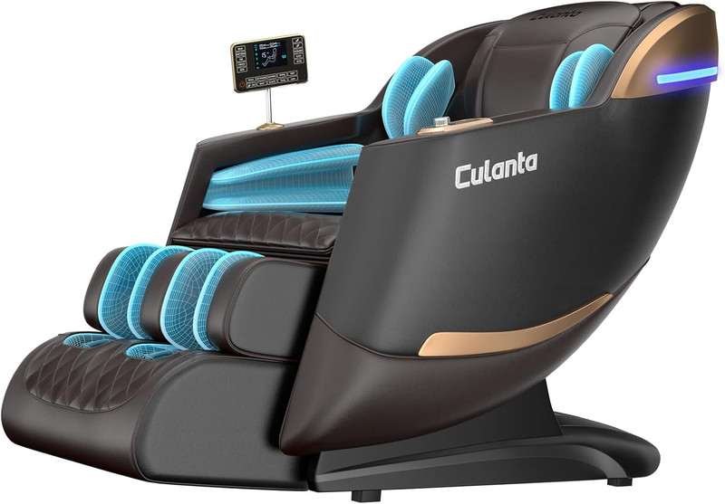 53" Full Body Shiatsu Massage Chair - Zero Gravity, Heat & Dual Control, Brown gallery