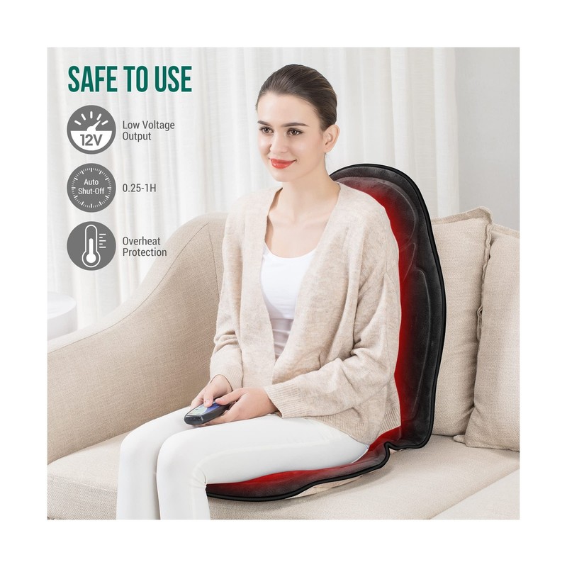 Snailax Back Massager with Heat, Memory Foam Chair Massage Pad, 5 M... Fast Ship gallery