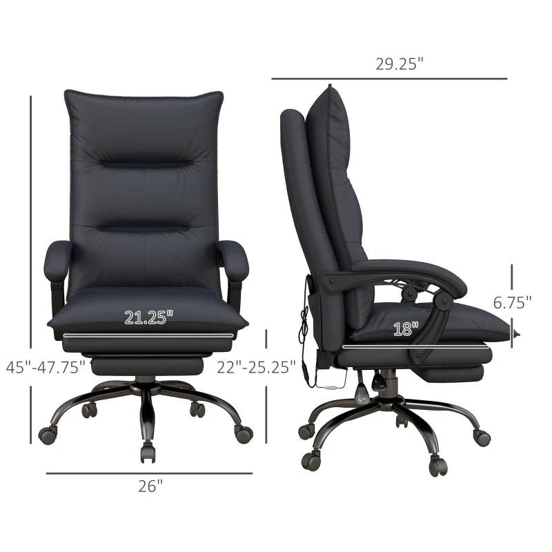 Executive Office Chair Double Padded Heated Massage Chair Footrest Charcoal gallery