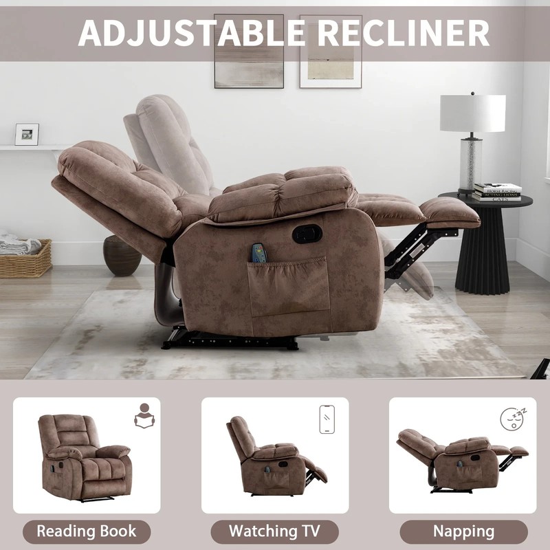 CANMOV Massage Recliner Chair w/ Heat & Vibration Soft Fabric Manual Reclining gallery