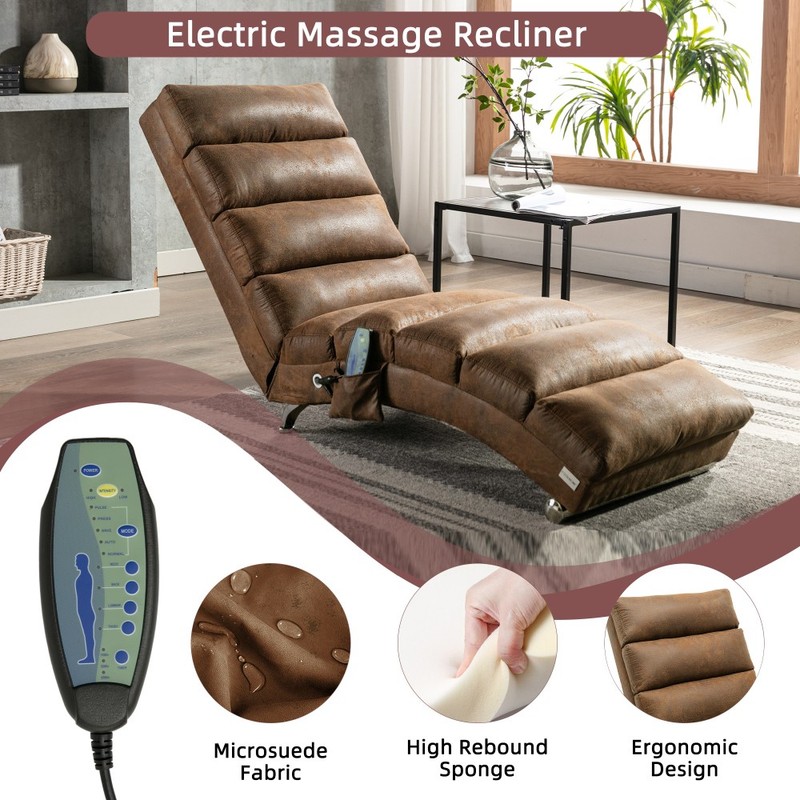 Massage Chaise Lounge w/Remote - Ergonomic Electric Long Lounger 5 Modes gallery