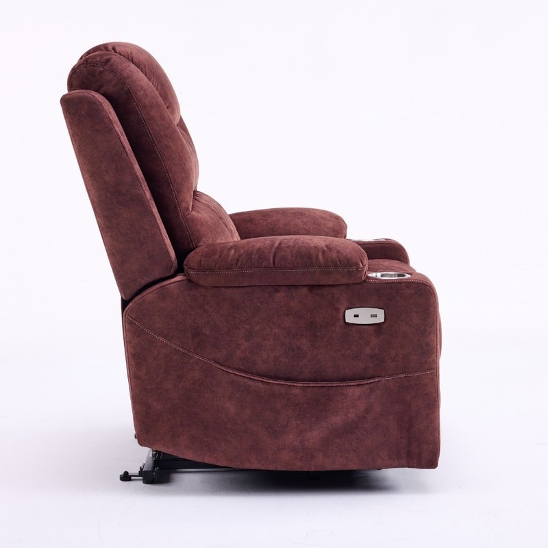 Power Lift Recliner Massage Chair with Heating & USB Ports, Reddish Brown gallery