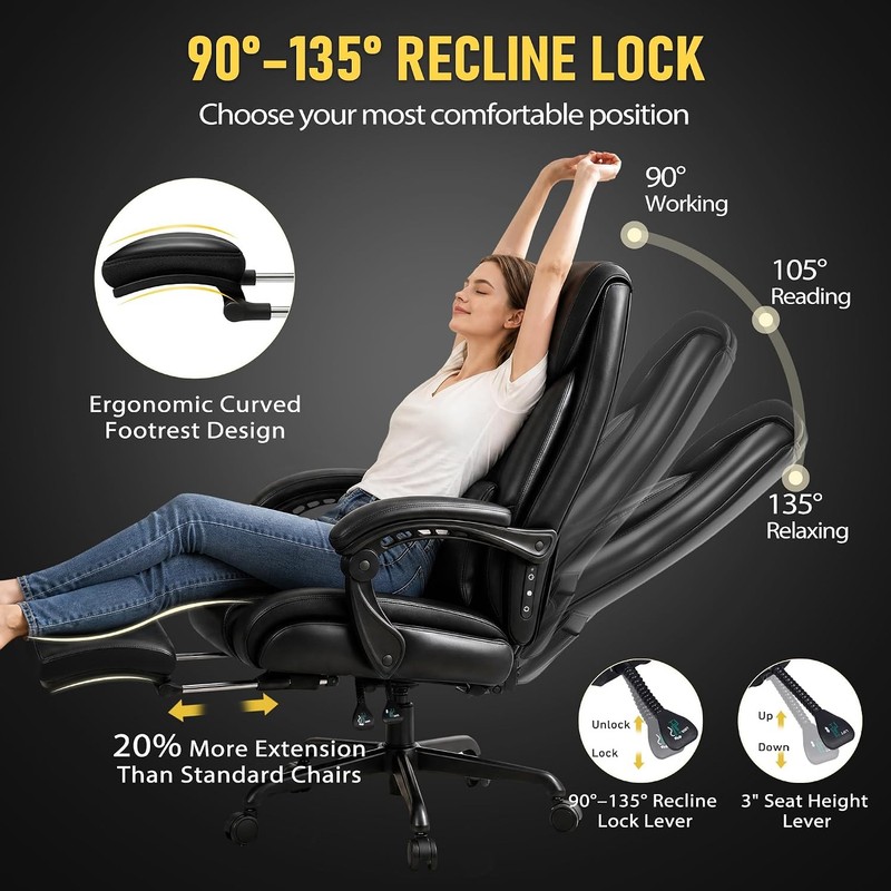 3D Kneading Massage Office Chair W/ Heat 500 lbs Big & Tall Executive Computer gallery