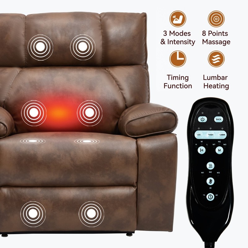 350LBS Heat Massage Electric Power Lift Recliners Infinite Position w/Cup Holder gallery