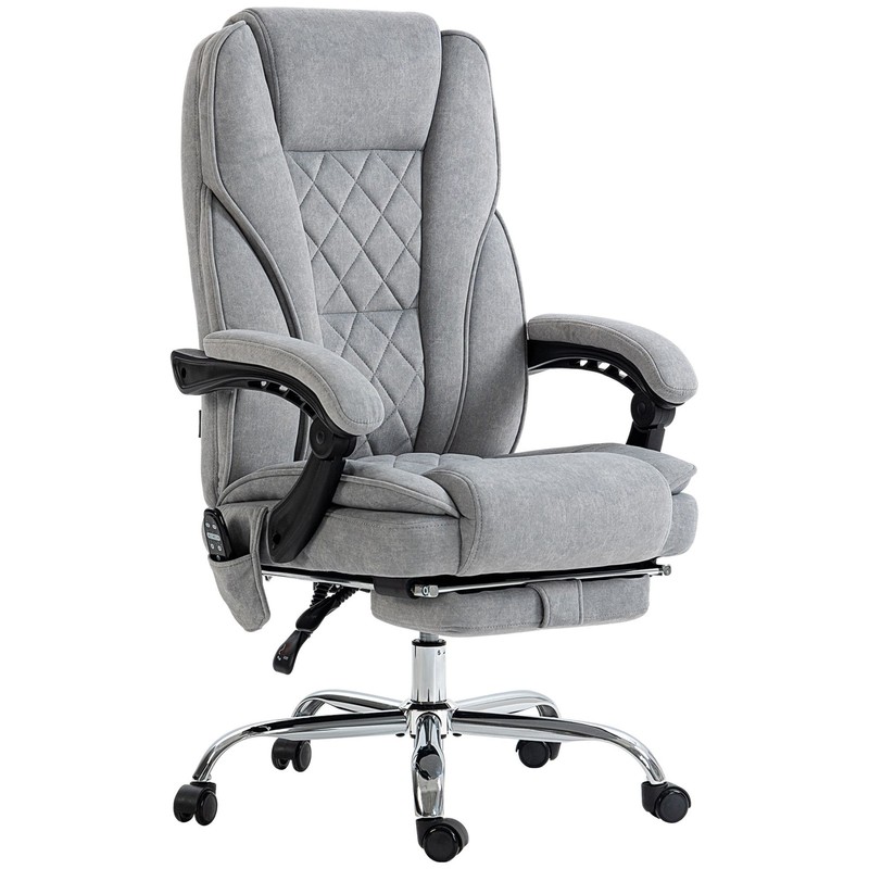 Heated Massage Reclining Office Chair with Adjustable Height and Footrest