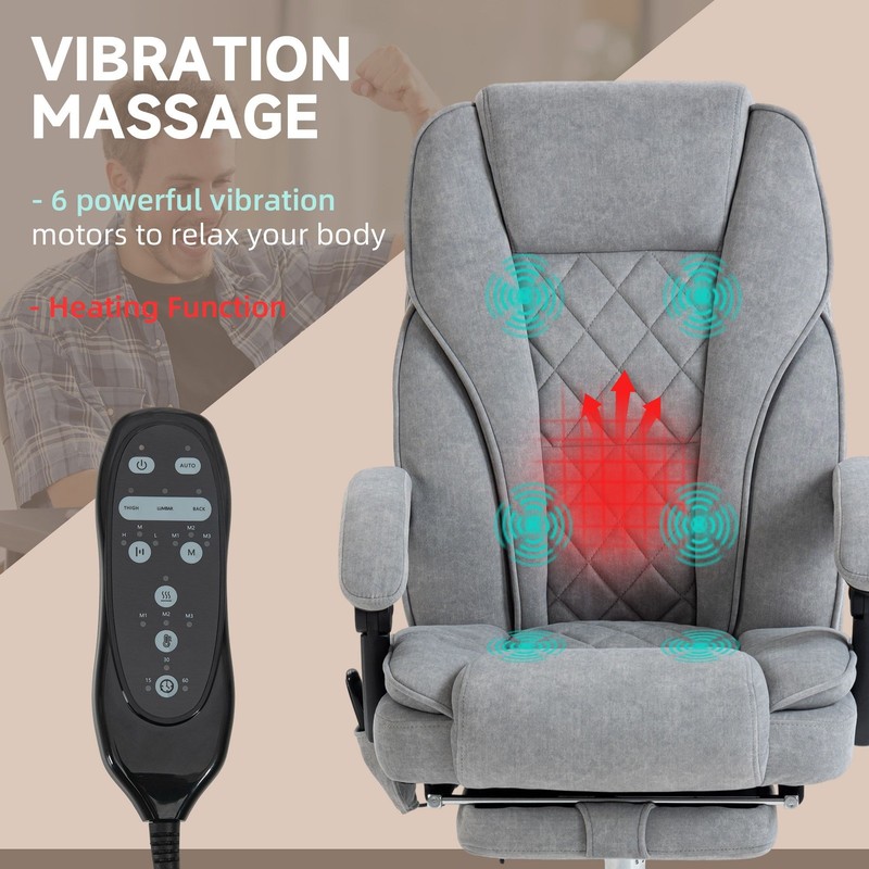 Heated Massage Reclining Office Chair with Adjustable Height and Footrest gallery