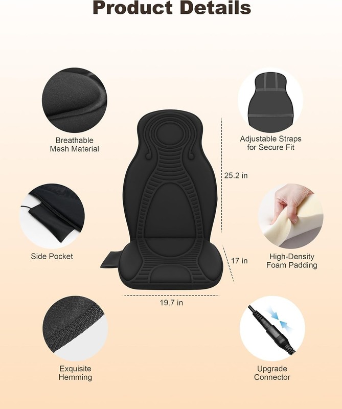 Luxurious Back Massager Chair Pad - 9 Motors, Folding & Whisper-Quiet Design gallery