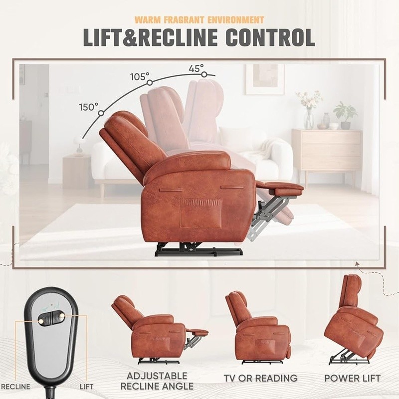 Electric Lift Recliner Chair W/ Vibration Massage Storage Pockets Easy Assembly gallery
