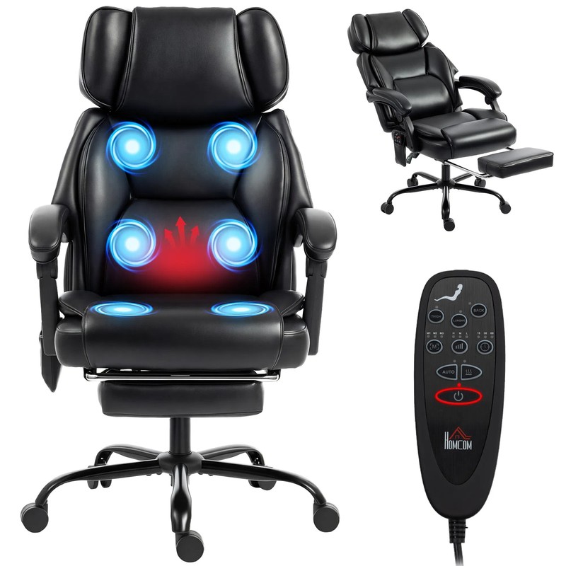 High Back Vibration Massage Chair Heating Office Chair Reclining Computer Chair