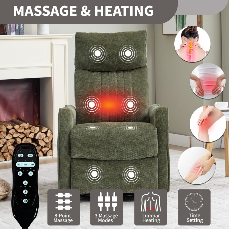 Green Massage Recliner Chair with Swivel Rocker & Heat gallery
