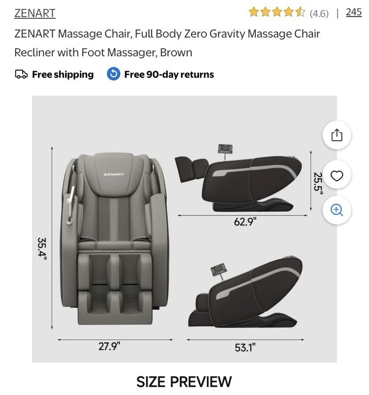 ZENART Full Body Zero Gravity Massage Chair Recliner Black Faux Leather gallery