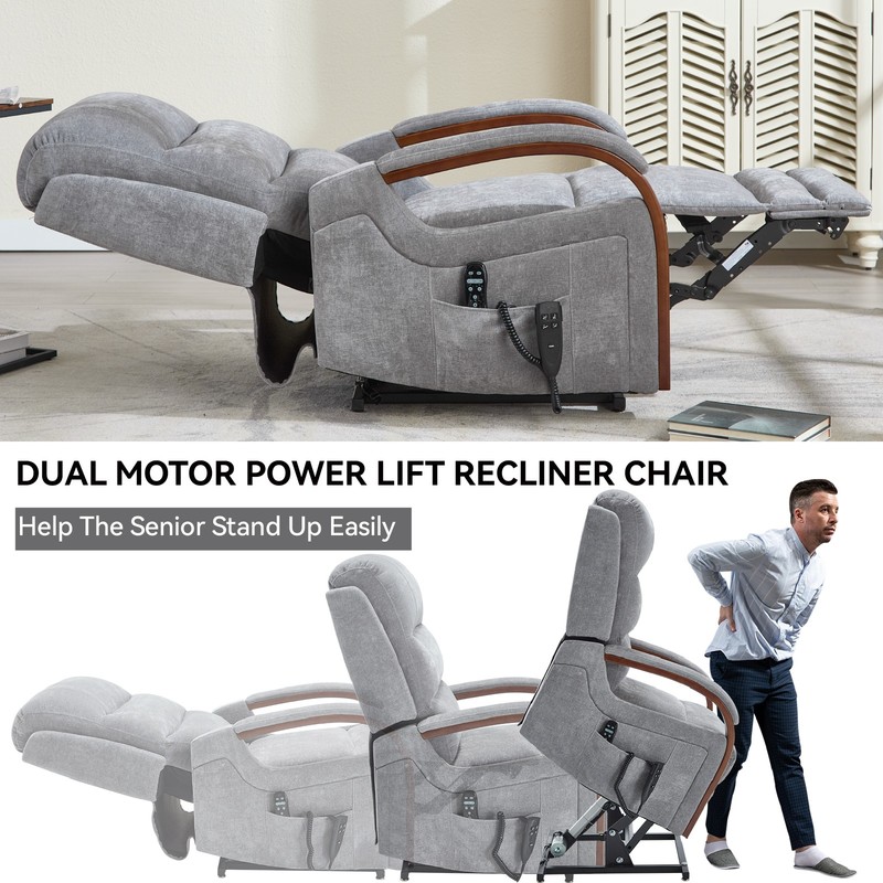 Power Lift Recliner Chair Dual Motor Heat Massage 350 LBS Capacity gallery
