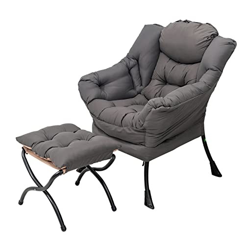 Lazy Chair with Ottoman, Large Dark Accent Lounge Chair with a Side Grey gallery