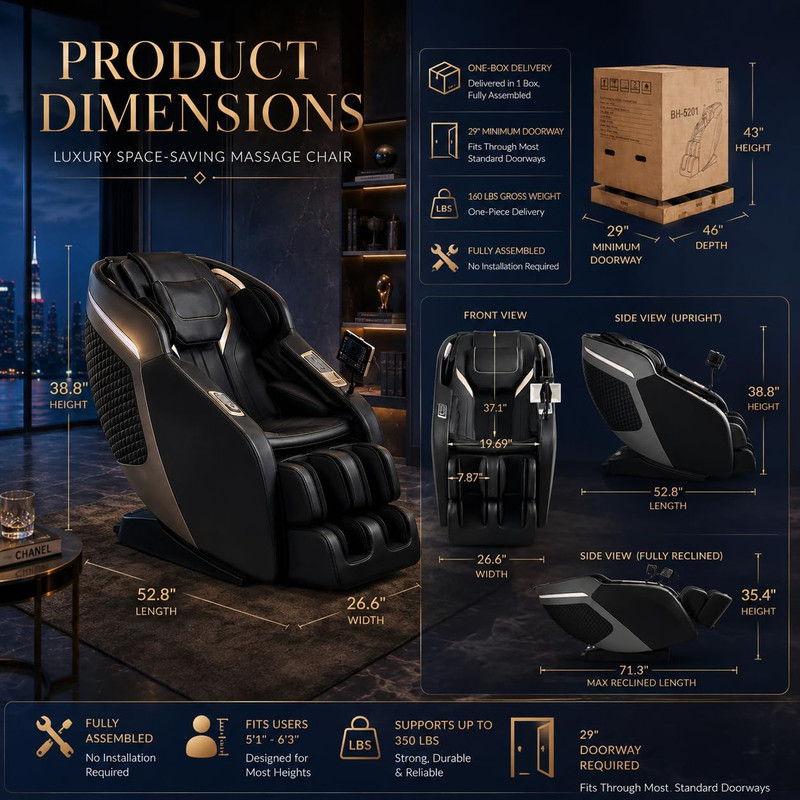 Luxury 4D Full Body Massage Chair with Calf Kneading, Zero Gravity Sl-Track Shia gallery