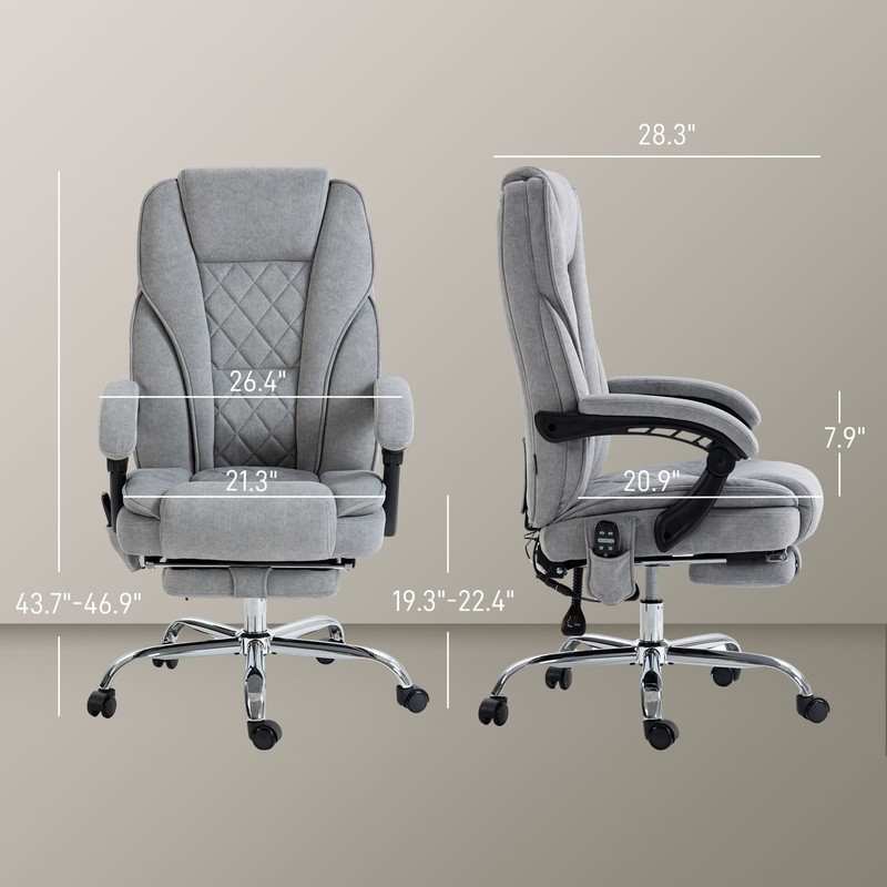Heated Massage Reclining Office Chair with Adjustable Height and Footrest gallery