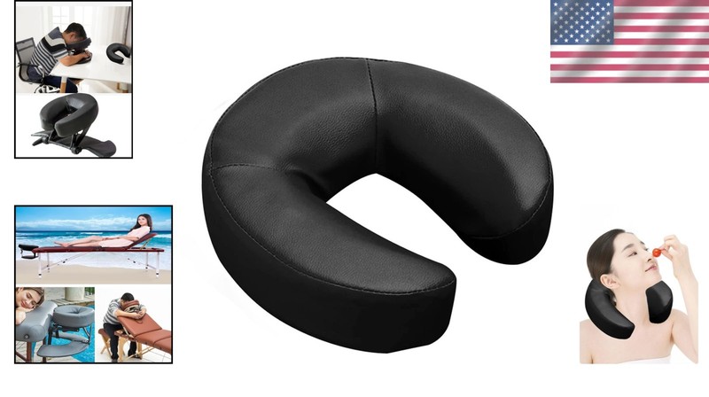 Crescent-Shaped Massage Face Cradle Cushion for Ultimate Relaxation - Black gallery