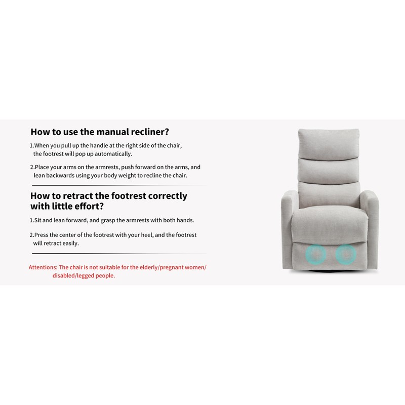 Heat Massage Manual Recliner Chair with Rocker and Swivel gallery