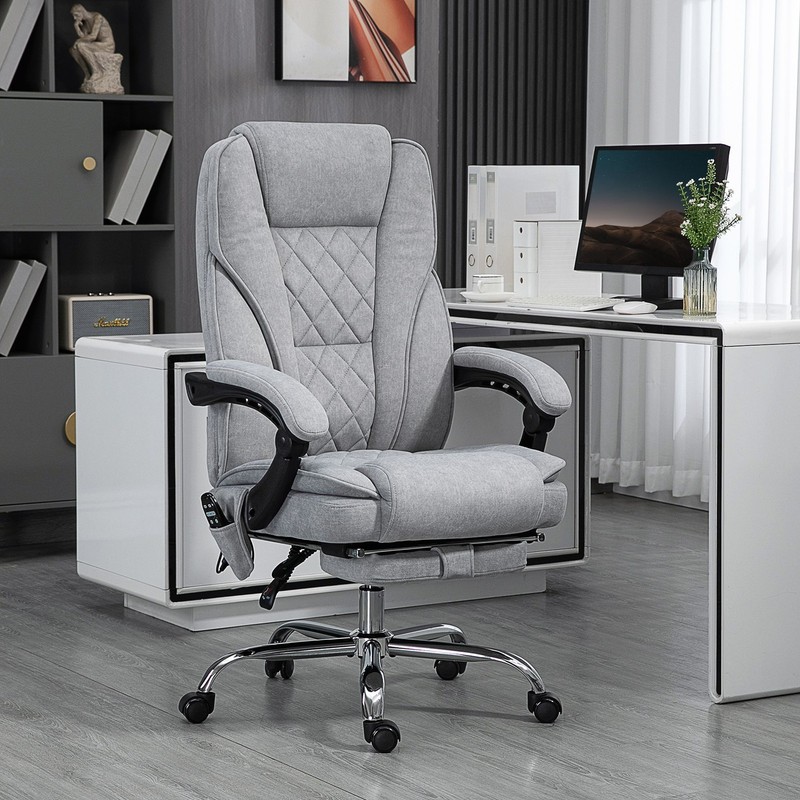 Heated Massage Reclining Office Chair with Adjustable Height and Footrest gallery