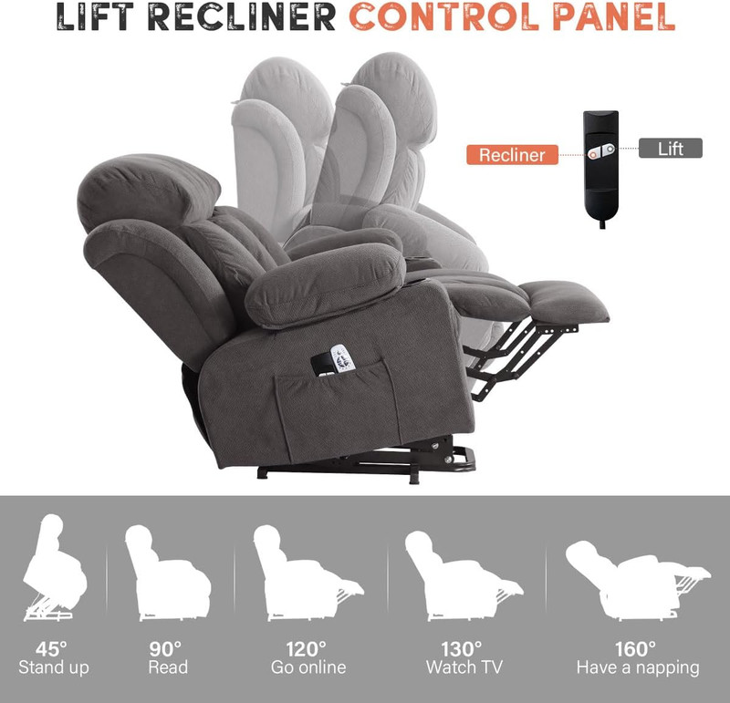 BOSMILLER Power Lift Recliner Chair with Massage and Heat for Elderly, Electric gallery