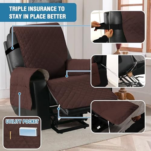 100% Waterproof Power Lift Recliner Chair Cover Non Slip Electric Power Brown gallery