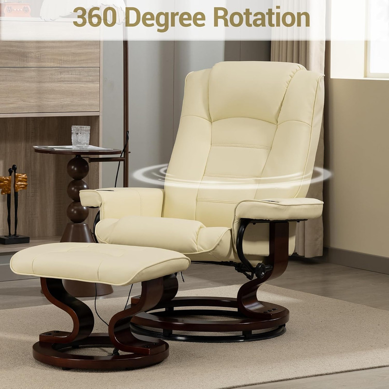 Heated Massage Recliner Chair with Ottoman, PU Leather Lounge Chair with Footres gallery