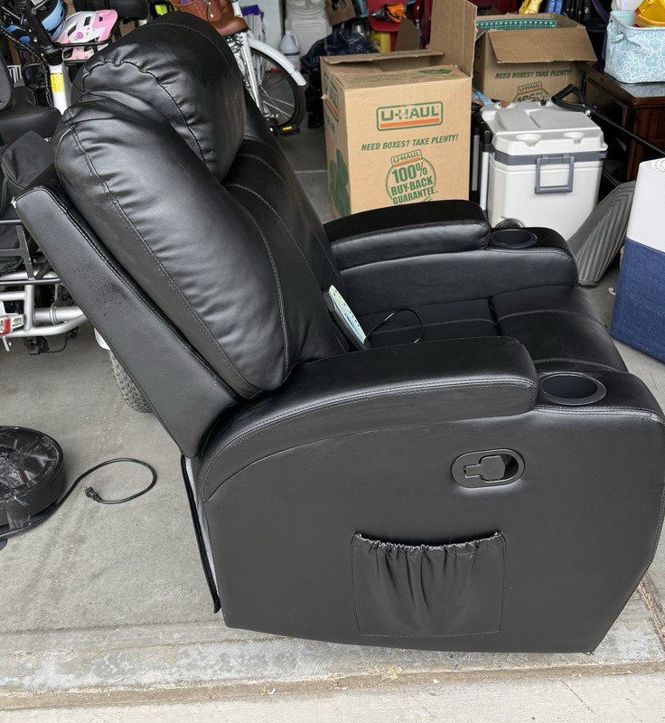 Black Faux Leather Electric Massage Recliner Chair w/ Wired Remote Control gallery