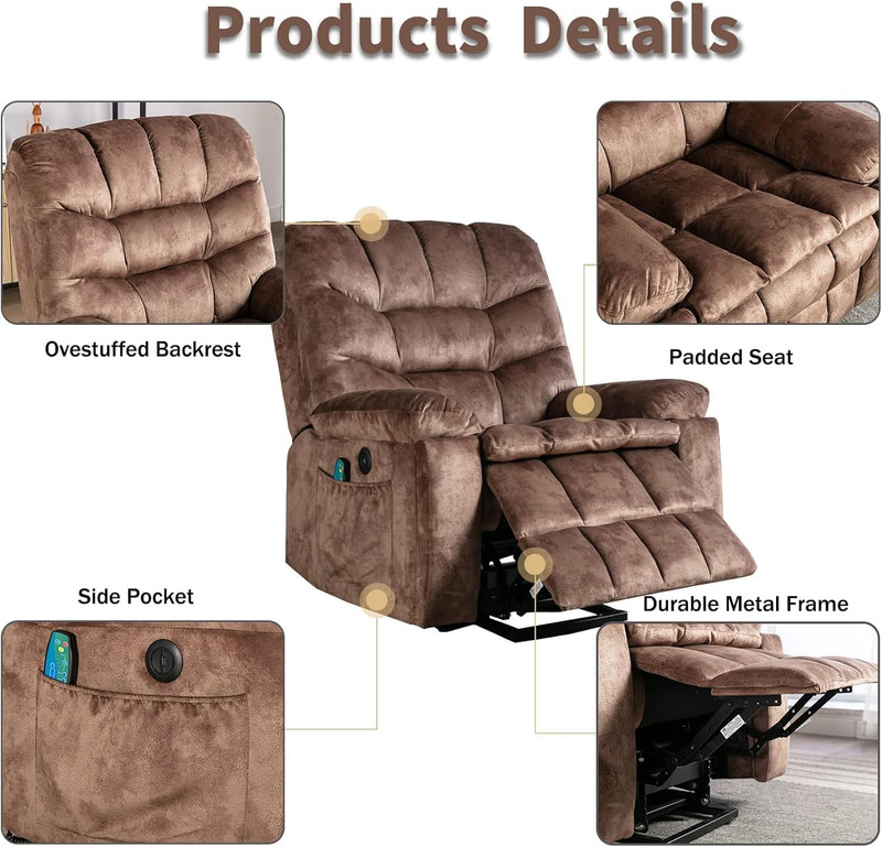 CANMOV Large Power Lift Recliner Chairs with Massage and Heat for Elderly, Heavy gallery
