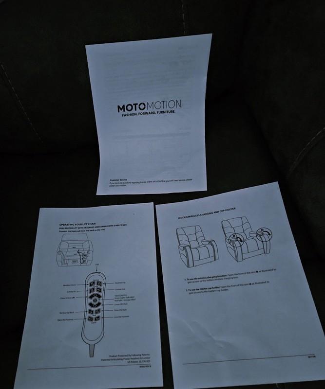 MotoMotion Gray Power Lift Recliner w/ Heat Massage, USB, Wireless Charging gallery