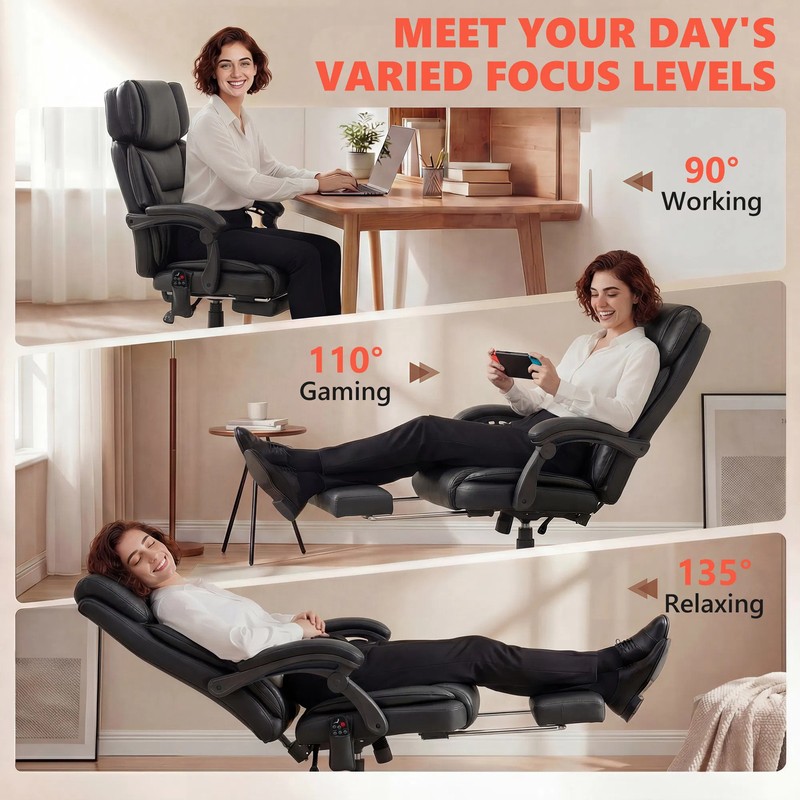 High Back Vibration Massage Chair Heating Office Chair Reclining Computer Chair gallery