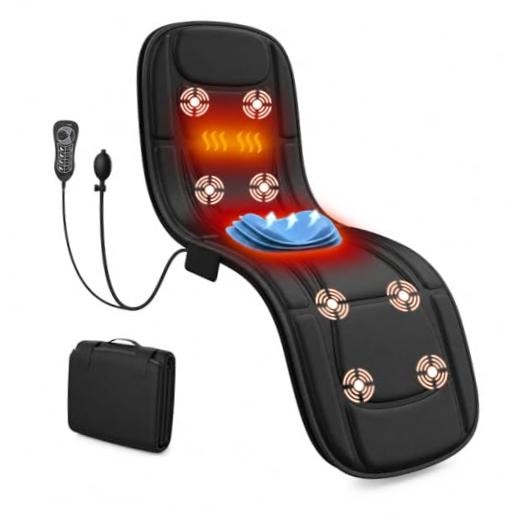Full Body Massage Mat with Heat, Vibration Massage Mattress Pad with Black