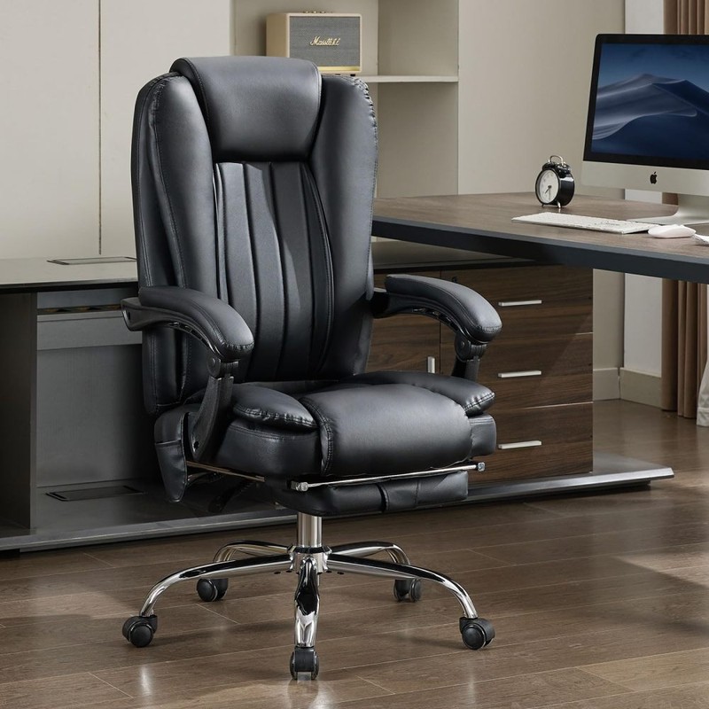 Reclining Massage Chair w/ Heat & Vibration, Office Chair w/ Footrest gallery