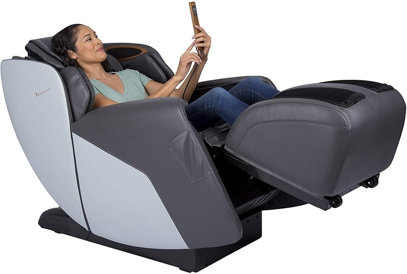 Gray Human Touch Quies Zero Gravity Massage Chair Recliner + Dual Lumbar Heat