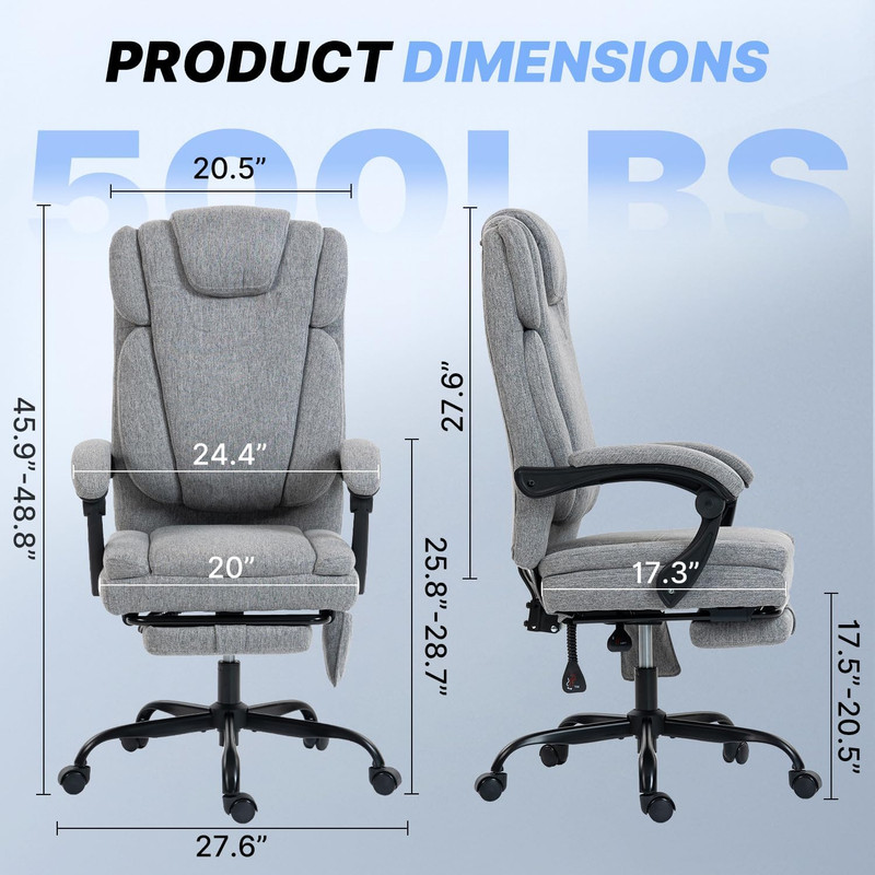 Massage Office Chair with Heat Reclining High Back Desk Chair | Fabric Massage O gallery