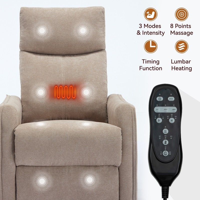 Manual Recliner Chair with Massage, Heat, Rocker & Swivel, Khaki gallery
