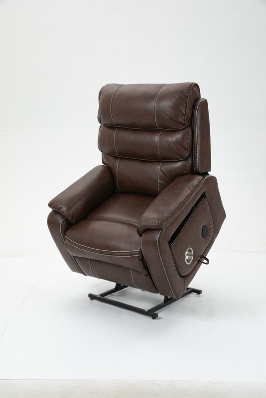Power Lift Recliner Chair 180 Degree Flat Elderly Massage Heating Brown Leather