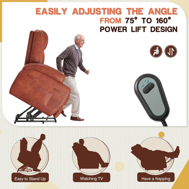 Brown Electric Power Lift Recliner Chair with Massage & Cup Holders gallery